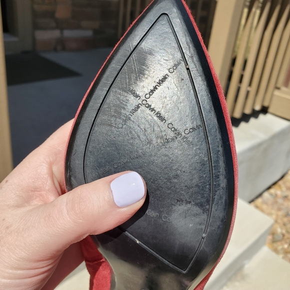 Calvin Klein Women's Georgene Pointed Toe Mid-Calf Fashion Boots, Red Size 8 EUC - Picture 9 of 16